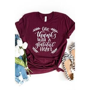 Women's Maroon Thanksgiving Tee Shirt - S